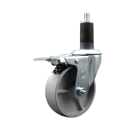 Service Caster 4'' Semi Steel Swivel 1-1/4'' Expanding Stem Caster Total Lock Brake SCC-EXTTL20S414-SSS-114